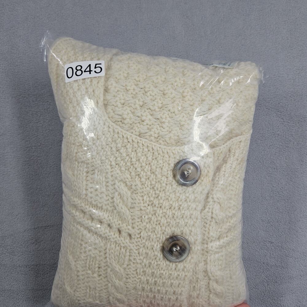 Aran Crafts Ireland Cardigan Womens M Button Up Wool Cable Knit Fisherman Ivory - Picture 15 of 15
